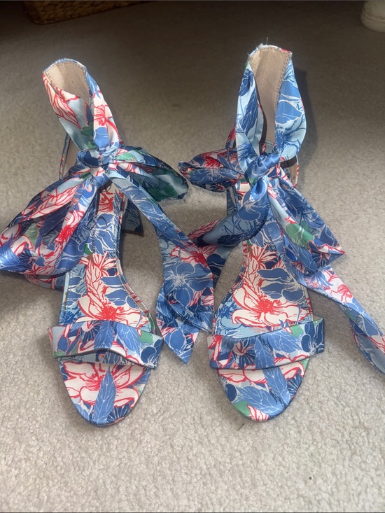 Jessica Simpson Shoes - Jessica Simpson Blue Floral Tie-Ankle Heeled Sandals